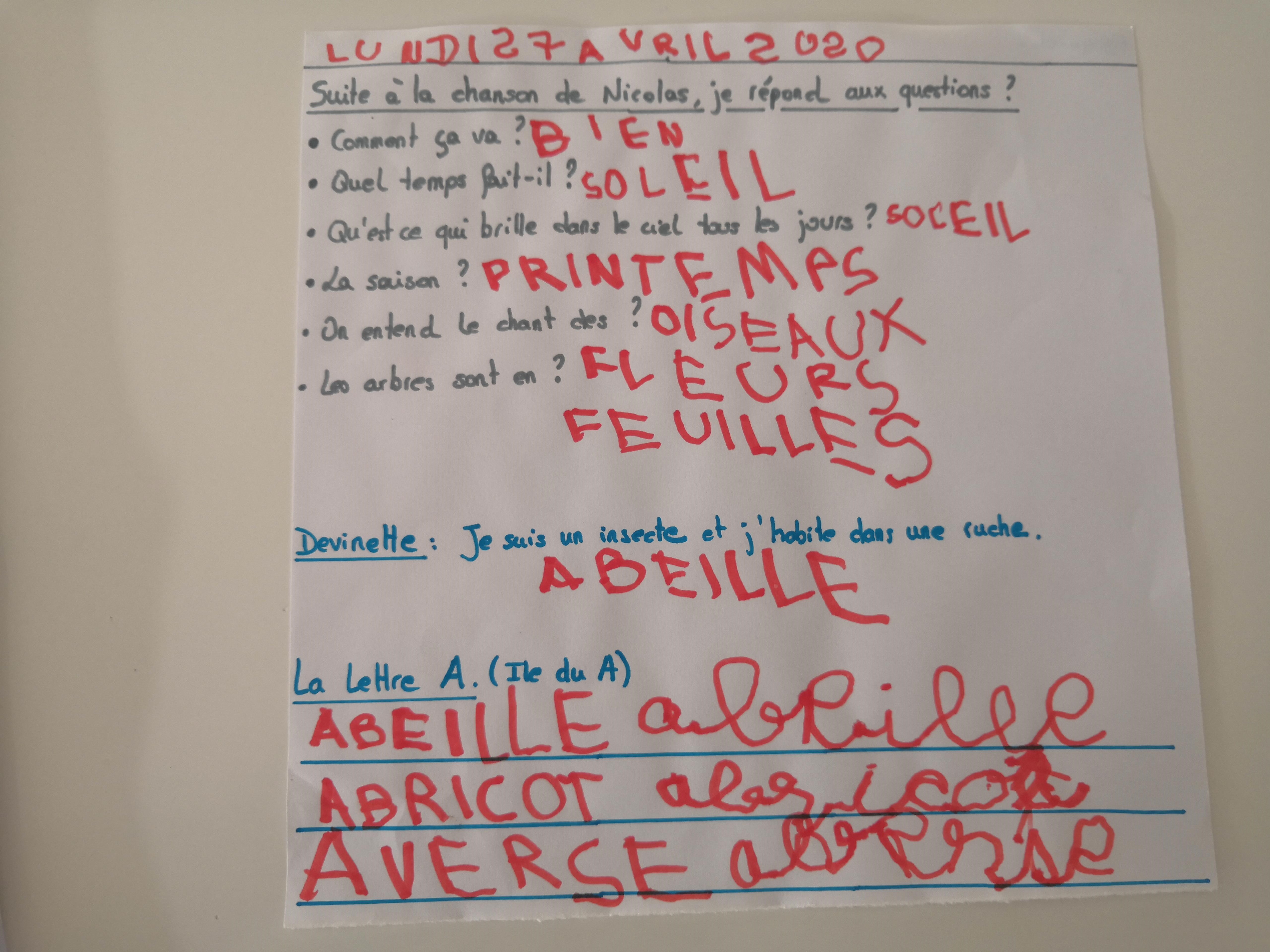 questions et ile du A